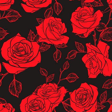 Flower Rose Seamless Pattern Vector Floral Rose Seamless Pattern 141 Rose Flower Pattern