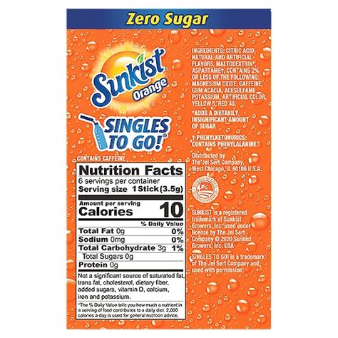 Sunkist Orange Juice Nutrition Facts | Besto Blog