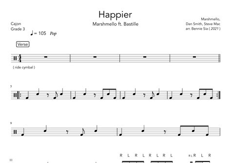 Happier Arr Bennie Sia By Marshmello Bastille Sheet Music For