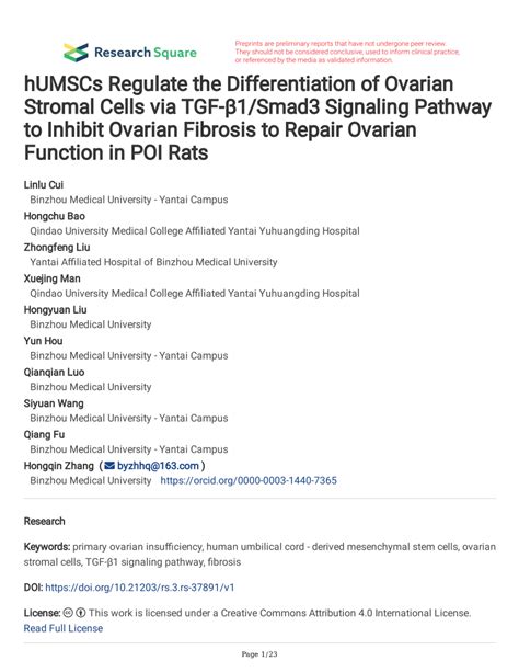 Pdf Humscs Regulate The Differentiation Of Ovarian Stromal Cells Via