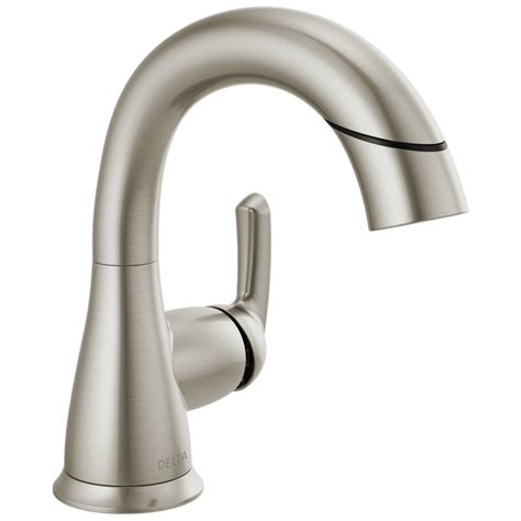 Single Handle Pull Down Bathroom Faucet In Spotshield Brushed Nickel