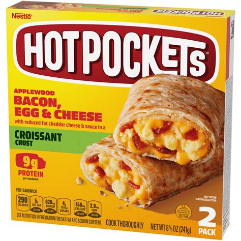 Hot Pockets Applewood Bacon Egg Cheese Croissant Crust Frozen Breakfast Sandwiches Breakfast