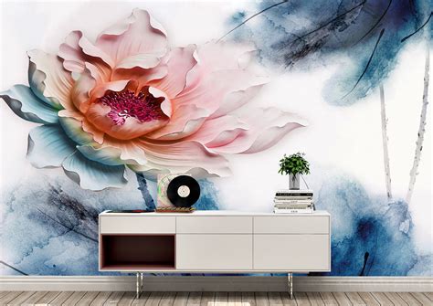 3d Painted Flower Wall Mural Wallpaper Wall Art Peel And Stick Etsy