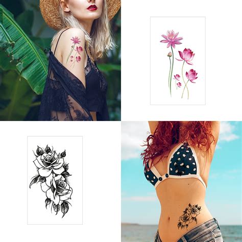 Buy 72 Sheets Temporary Tattoos For Women And Girls Flower Tattoo