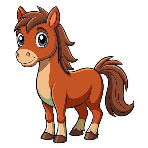 Caballo Marrón Dibujado A Mano Mascota Personaje De Dibujos Animados