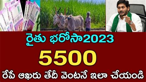 ఏపీ రైతులకు రైతు భరోసా 5500 జమ కావాలంటే వెంటనే ఇలా చేయండిap Ysr Rythu