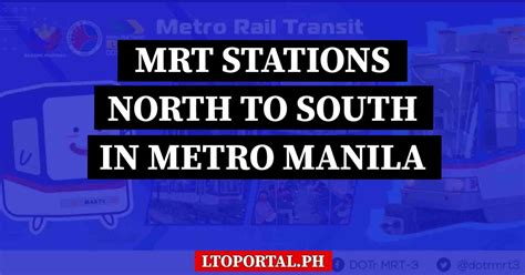 guide  mrt stations  north  south  metro manila lto portal ph