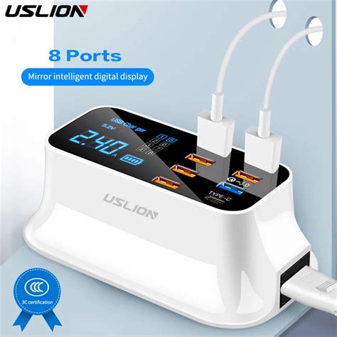 USLION 8 Port USB Ladeger T HUB Quick Charge 3 0 Led Anzeige Multi USB