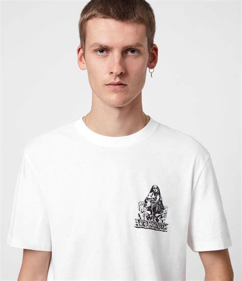 Allsaints Troglodyte Crew T Shirt In Optic White Jet Black Endource