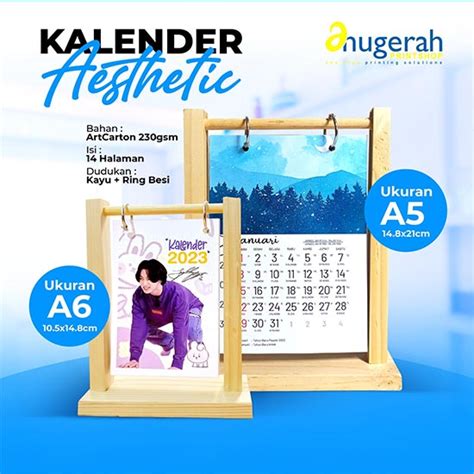 Kalender Meja Aesthetic Uk A Anugerah Print