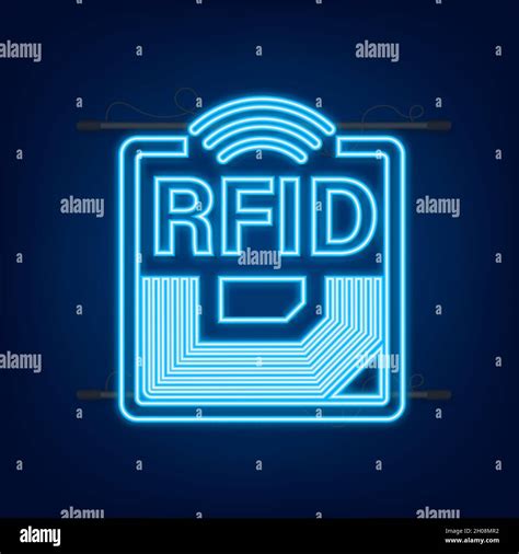 RFID Identificación de radiofrecuencia efecto neón Concepto de