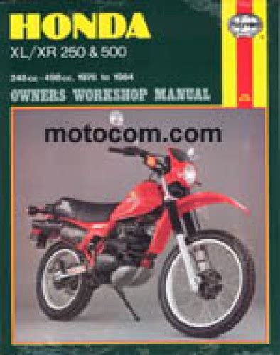 1978 1984 Honda Xl250 Xr250 Xl500 Xr500 Repair Manual By Haynes