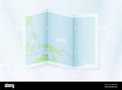 Micronesia Map Folded Paper With Micronesia Map Vector Illustration