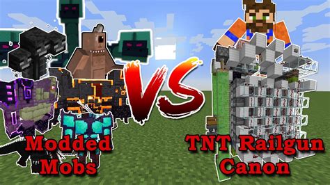 Which Modded Mobs Survive The Tnt Railgun Canon Youtube