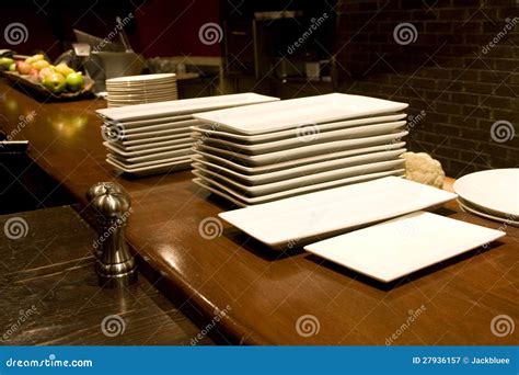 Plates In Restaurant Stock Image Image Of Kitchen Services 27936157