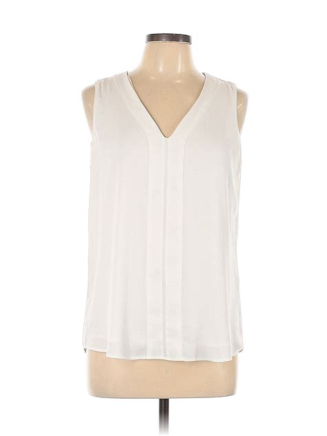 White House Black Market White Ivory Sleeveless Blouse Size 10 64