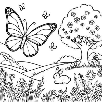 Dibujo De Mariposa En La Pradera Para Colorear A Imprimir Pdf Gratuito