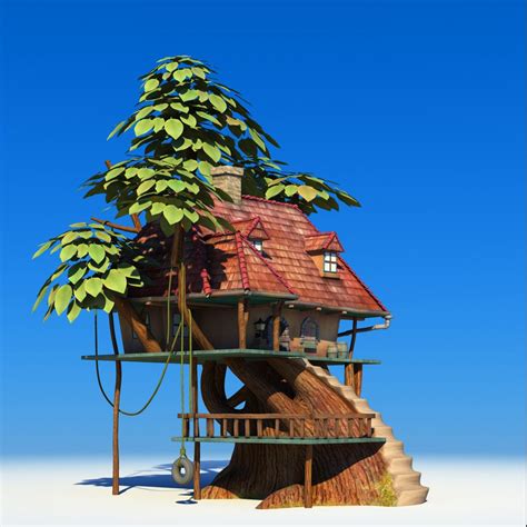 Cartoon Tree House 3d Model 9 Unknown Obj Ma Free3d