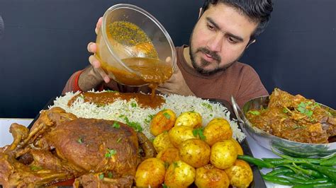 ASMR Eating Spicy Whole Chicken Curry Spicy Mutton Curry Spicy Eggs