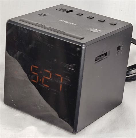 Sony ICF C1 Desktop Alarm Clock AM FM Radio Black Digital Cube Tested