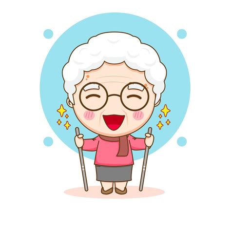 Lindo Personaje De Dibujos Animados De La Abuela Vector En Vecteezy