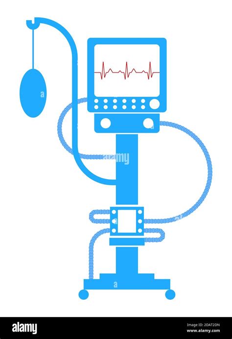 Artificial Lung Ventilation Device Icon In Linear Blue Style Isolated