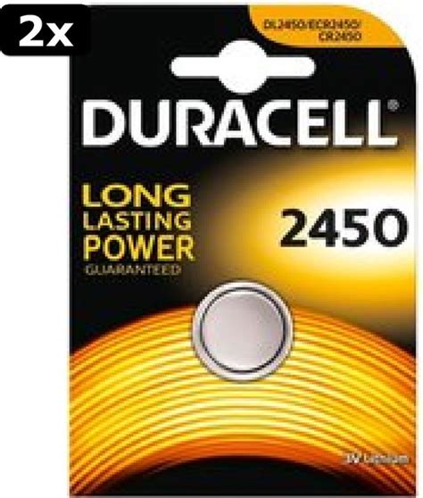 2x Duracell CR2450 Lithium Knoopcel Batterij 3V 1 Stuk Bol