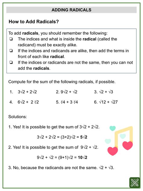 Worksheet Radicals Simplify Using Add Sub Multiply Divide