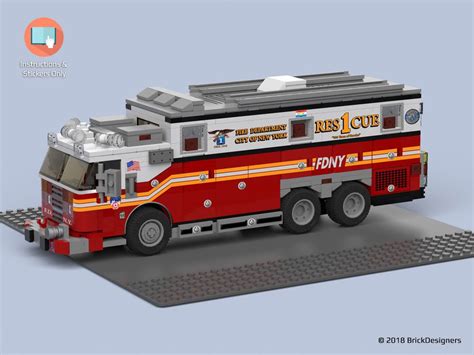 Custom Stickers Instructions To Build A Lego Fire Truck Fdny Rescue