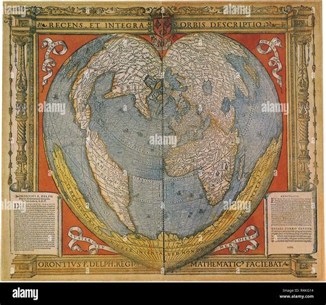 Map Of 1536 Finaeus Orontius Stock Photo Alamy