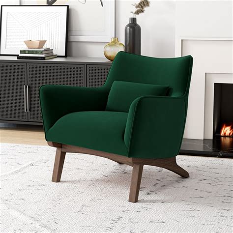 Gatsby Mid Century Modern Furniture Style Dark Green Velvet Accent Armchair Homesquare