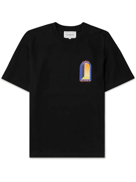 CASABLANCA L Arche De Nuit Logo Print Cotton Jersey T Shirt In Black