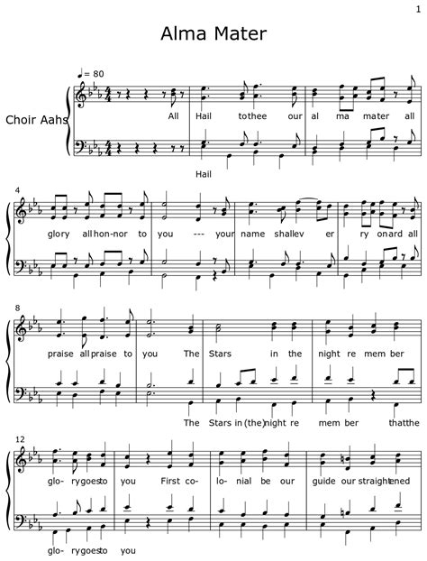 Alma Mater Sheet Music For Choir Aahs