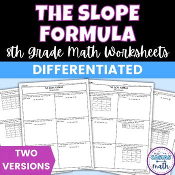 The Slope Formula Differentiated Worksheets by mrscasiasmath | TPT