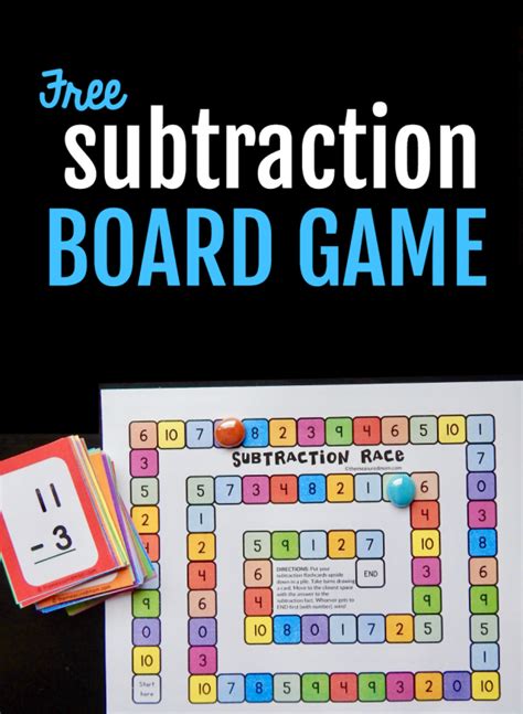 Subtraction board game using flash cards - The Measured Mom