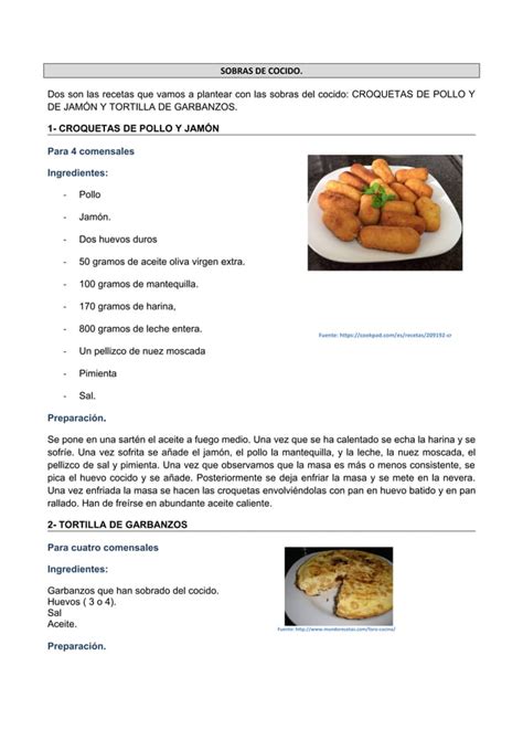 Recetas Con Sobras De Cocido PDF