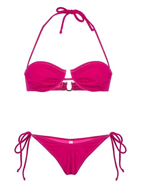 Reina Olga Penny Ruched Detail Bikini Set Farfetch