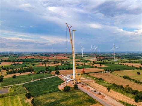 Panoramablick Auf Windpark Oder Windpark Im Wiesenfeld Sind Eine Der