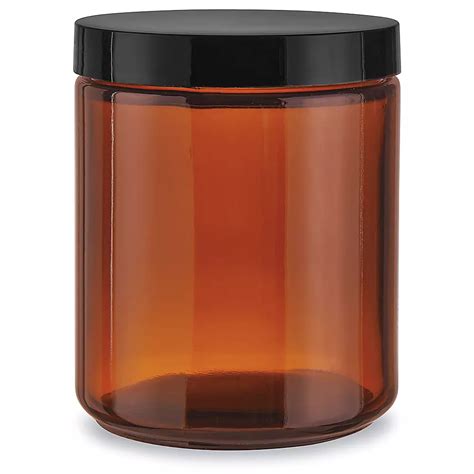 Amber Straight Sided Glass Jars 8 Oz Phenolic Cap S 24533 Uline