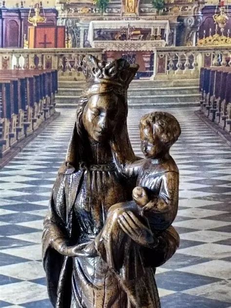 STATUE VIERGE MARIE Enfant Jesus Notre Dame Des Flandres En Platre