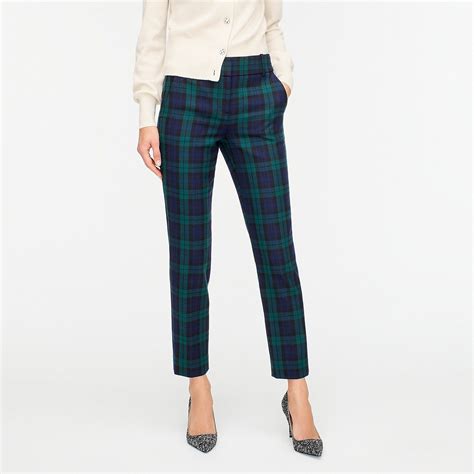 Cameron Slim Crop Pant In Black Watch Tartan Stretch Wool J Crew