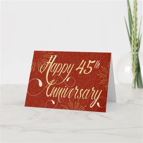 Employee 45th Anniversary Swirly Text Red Card