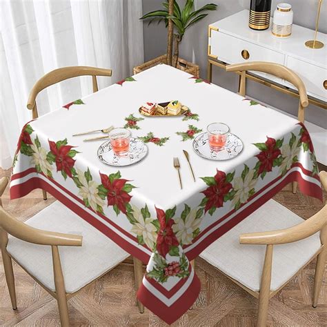 Amazon AGAYNA Christmas Tablecloth Square 60x60 Inch Red White