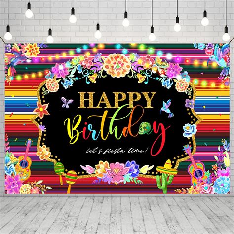 Mexican Birthday Party Decorations Fiesta Theme Happy Birthday Backdrop