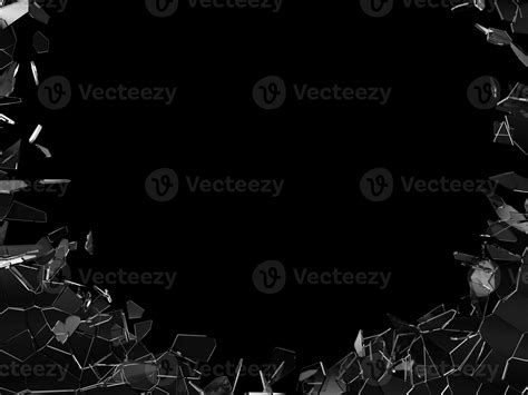 Hole in the glass widow - sharp glass shards frame 31205967 Stock Photo