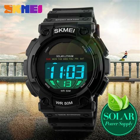 Skmei Solar Led Outdoor Sports Watches Men Shock Resistant