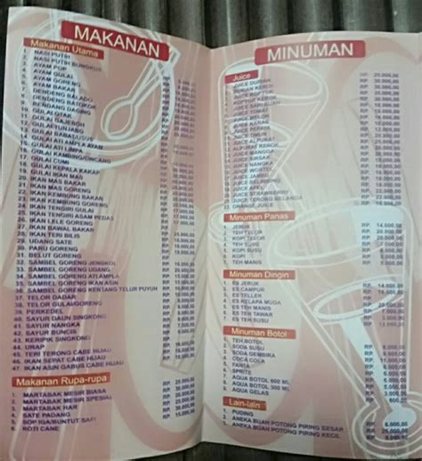 Menu At RM Sederhana SA Restaurant Cirebon