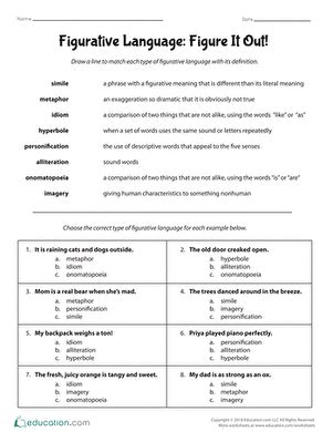 Figurative Language Figure It Out Interactive Worksheet