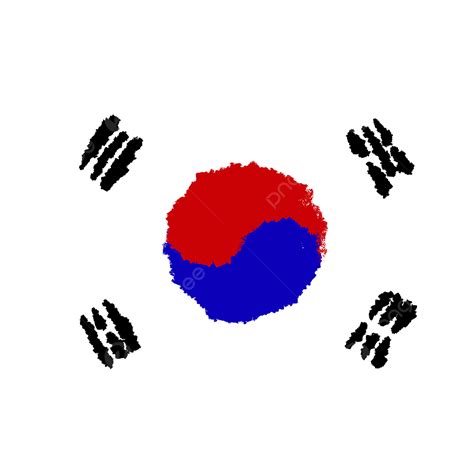 Bandeira Da Coreia Do Sul Doodle Padr O Bandeira Aquarela Png Cor Ia