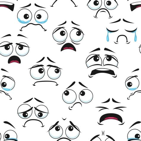 Funny Cartoon Faces Seamless Pattern Background Vector Image